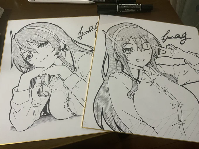 数百年ぶり(比喩)にアナログで絵描きました…えらい時間掛かっちゃった…w
この2枚も明日持って行きます!

…後でミスったとこ直す用の修正液買いに行かなきゃなぁ
#足柄さんオンリー #足柄山の狼さんリターンズ 