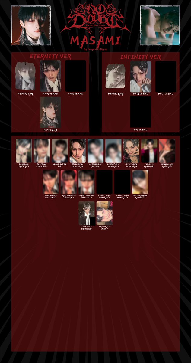 ALL(H)OURS No doubt album photocard pc & benefit pob template