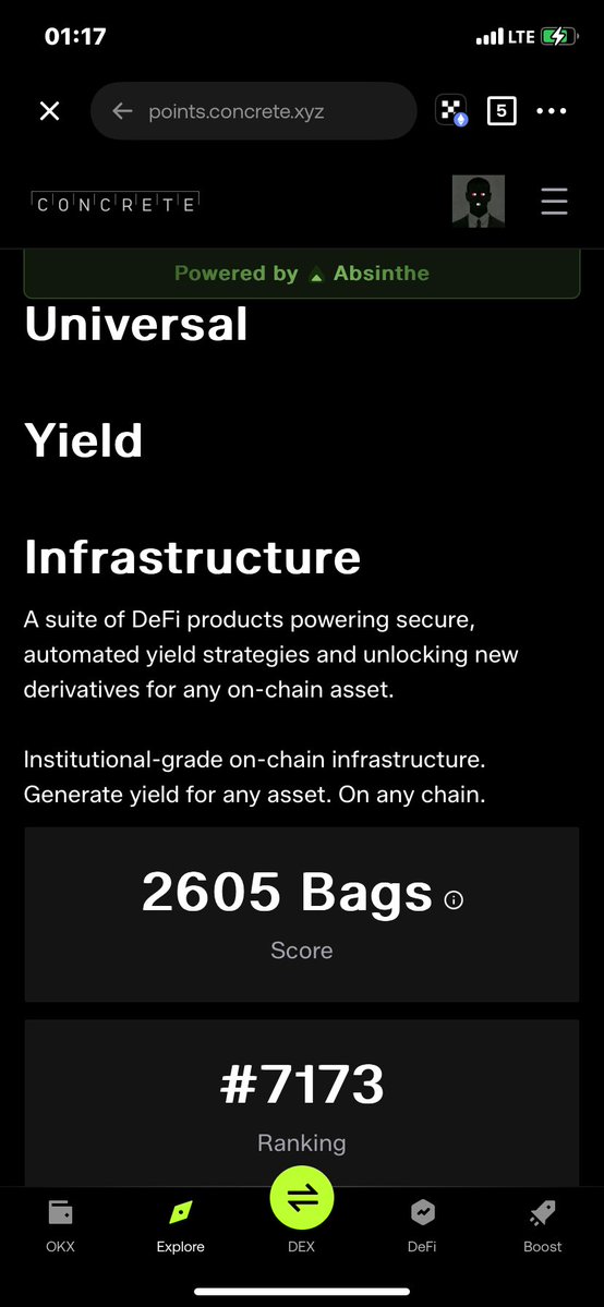 Day 20 of checking into concrete <a href="/ConcreteXYZ/">Concrete</a> 
Currently ranked 56 in discord 
2605 bags gathered
Last week’s article of 400 bags received 
Waiting for this week’s bag,the future is here with concrete