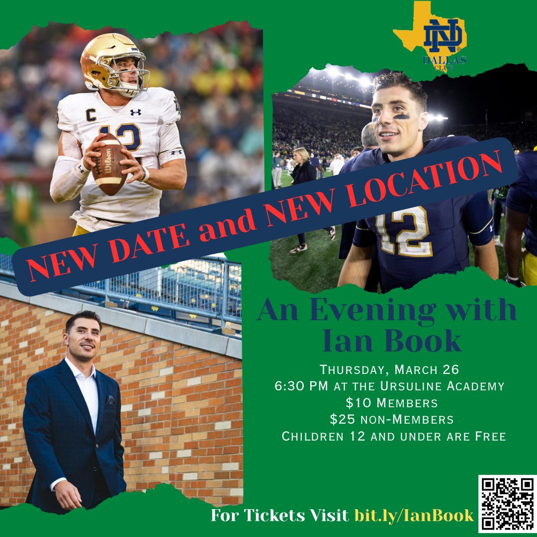 NDClubDallas's tweet photo. Updated date and location for next week's Ian Book event. Tickets at
https://t.co/BZcgGsgvbM https://t.co/MtjyFjlYHT