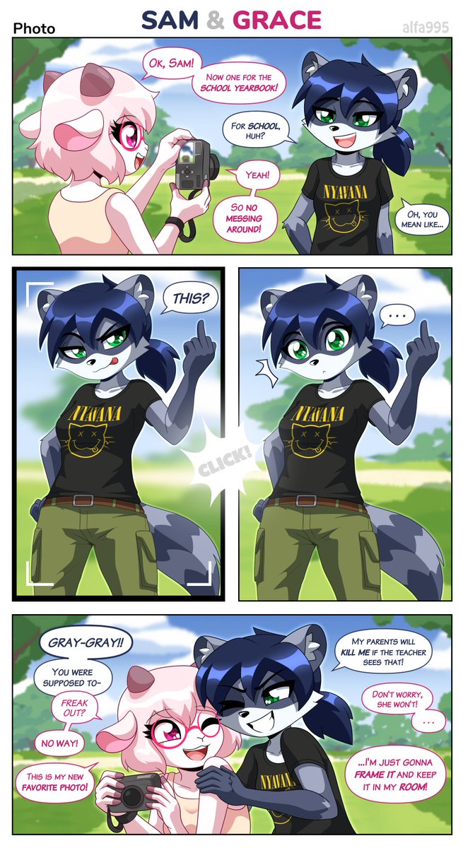 Been wanting to make more cute wholesome stuff, and I have a few new characters to do that with~ For now, meet two of them: Sam and Grace!❤️