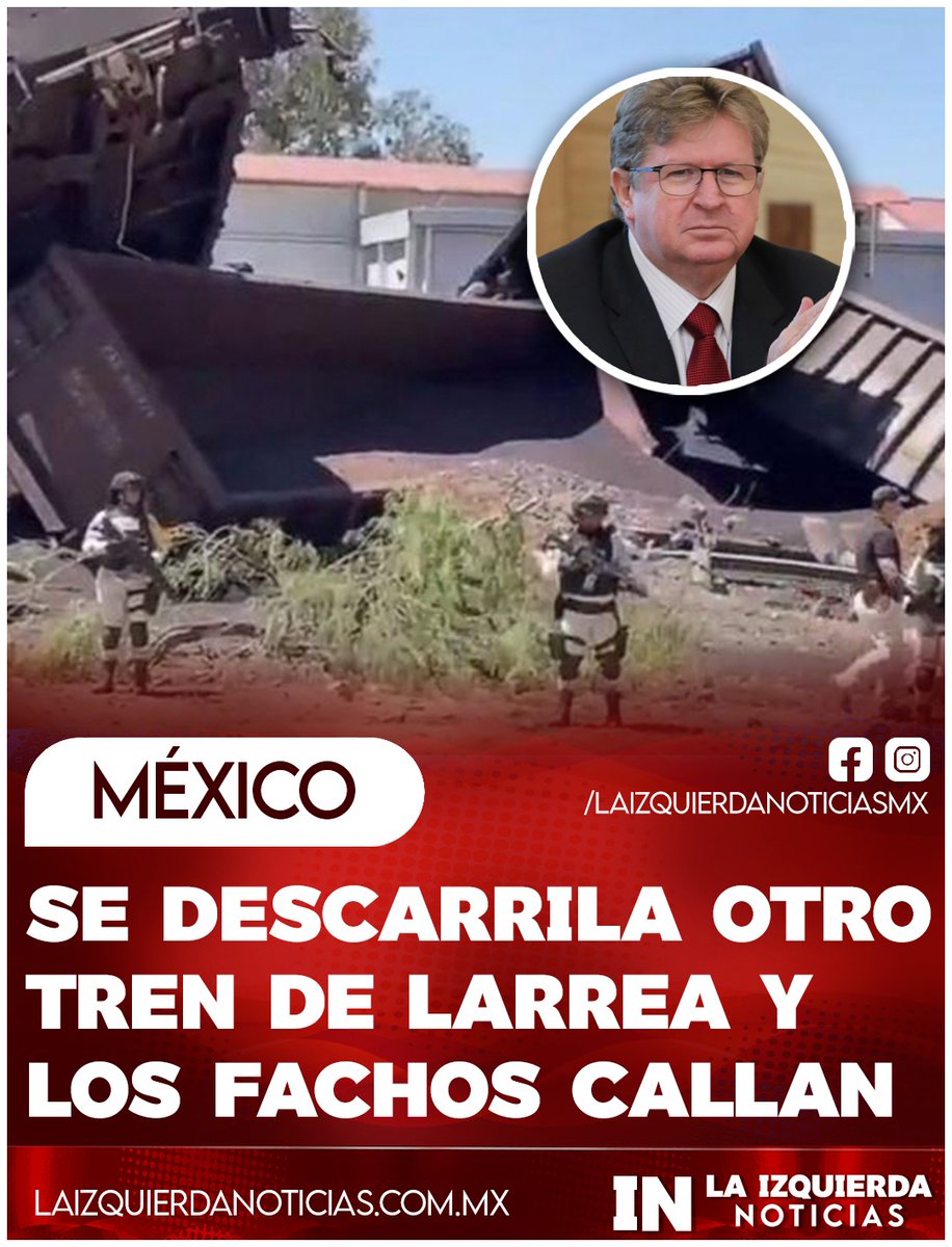 ¡HIPÓCRITAS! Un fallecido y al menos cinco personas lesionadas fue el saldo de un nuevo descarrilamiento de Ferromex, en Rincón de Romos, Aguascalientes. Con este accidente suman por lo menos cinco sucesos donde es responsable directo Grupo México de Germán Larrea. Pero como no