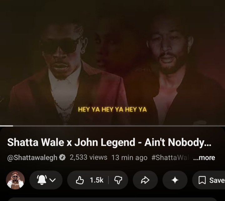 Tsalon6's tweet image. Shatta Wale's collaboration with John Legend is now available, the wait is over, and the international hit is finally here.

 Shatta Wale's versatility is a subject worthy of study. listen to the authentic international sound. #ShattaJohnLegend #entertainment #shattawale