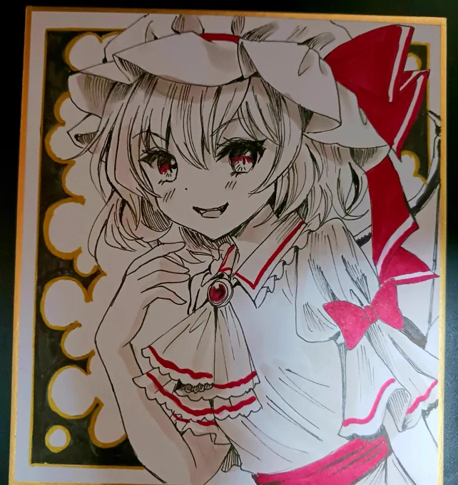【アナログ絵】出発直前に描いたレミリアおぜうさま (カメラ画像暗くてすみません)