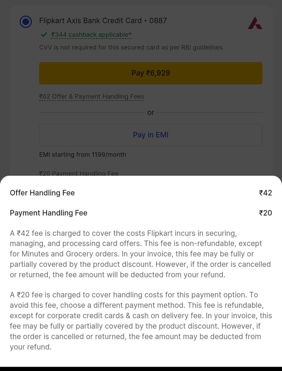 S_Jena7's tweet photo. A new scam is run by @Flipkart . They charge Rs 42 for the 344 cashback which i am going to earn and 20 additionally fo handling the payment. So basically they charges 18% income tax from my cashback earning. https://t.co/GHMPXvPEpB