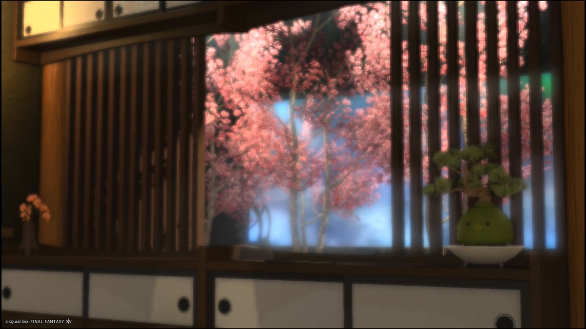 shisui22_ff14's tweet photo. 〜FCハウス紹介②〜
中庭にはライトアップされた桜の木があります。特殊な技術で一年中満開です🌸

#FF14 #FF14SS #GaiaDC #Ultima #MaChe #FF14ハウジング #FCハウス https://t.co/V3aWKl0rRt