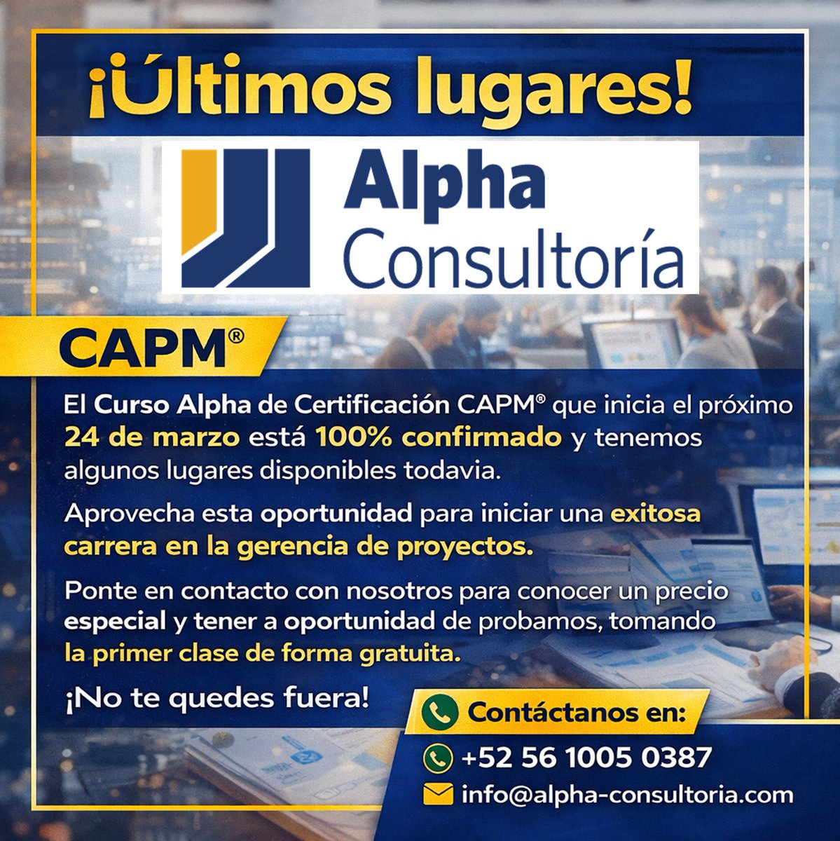 robertoledo's tweet photo. ¡Último lugares! Comunícate con nosotros por whatsapp o correo. https://t.co/z1zZpGaYWh