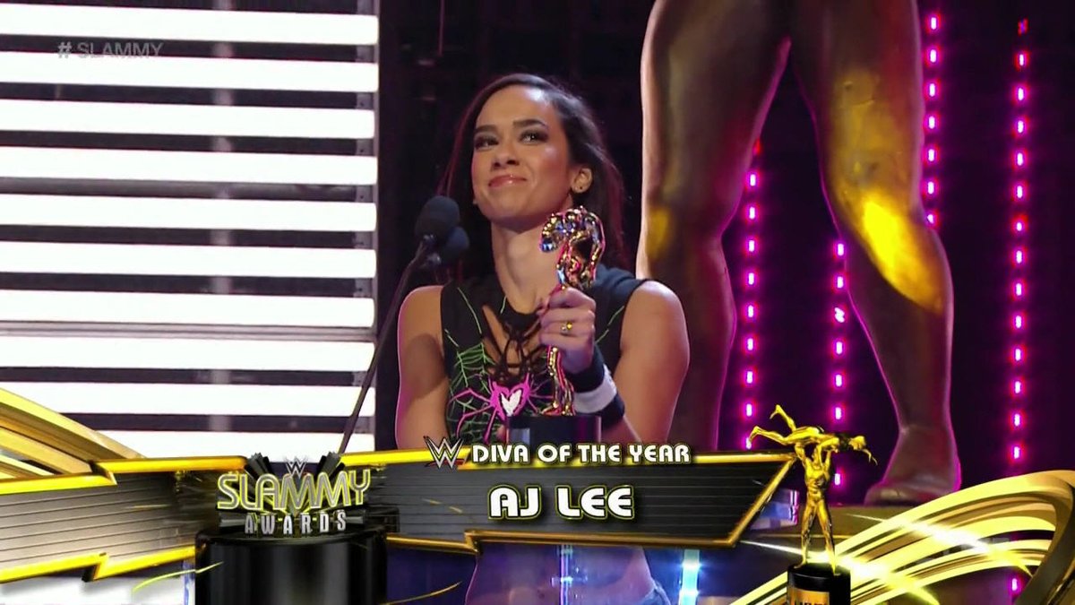 TravisJonesWWE's tweet photo. Lady @TheAJMendez - The #2XDivaOfTheYear put in so much hard work to change the entire @WWE #DivasDivision/#WomensDivision for the better, #TeamAJ. #RT if u agree #WeLoveAJ #IconicAJ #AJFansForEver #RAW #SLAMMY #WWERAW https://t.co/t0kIB02tuw