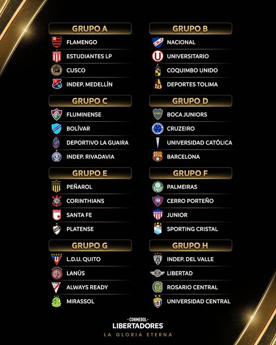 Definidos os grupos da CONMEBOL Libertadores 2026!

Quem se deu bem? Quem caiu no grupo da morte?

Terá um pentacampeão esse ano?