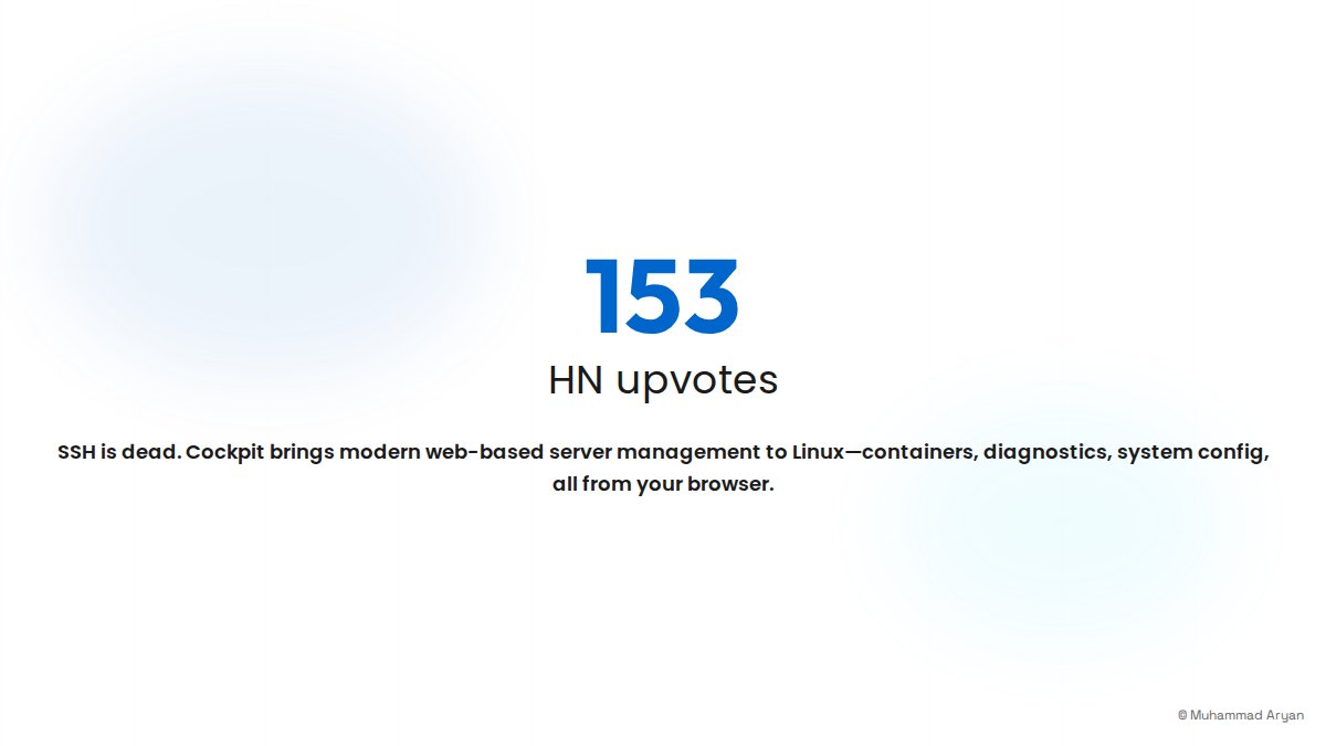 arydbeast's tweet photo. SSH is dead. Cockpit brings modern web-based server management to Linux—containers, diagnostics, system config, all from your browser. 🚀

~volro https://t.co/xkgYucZdPO