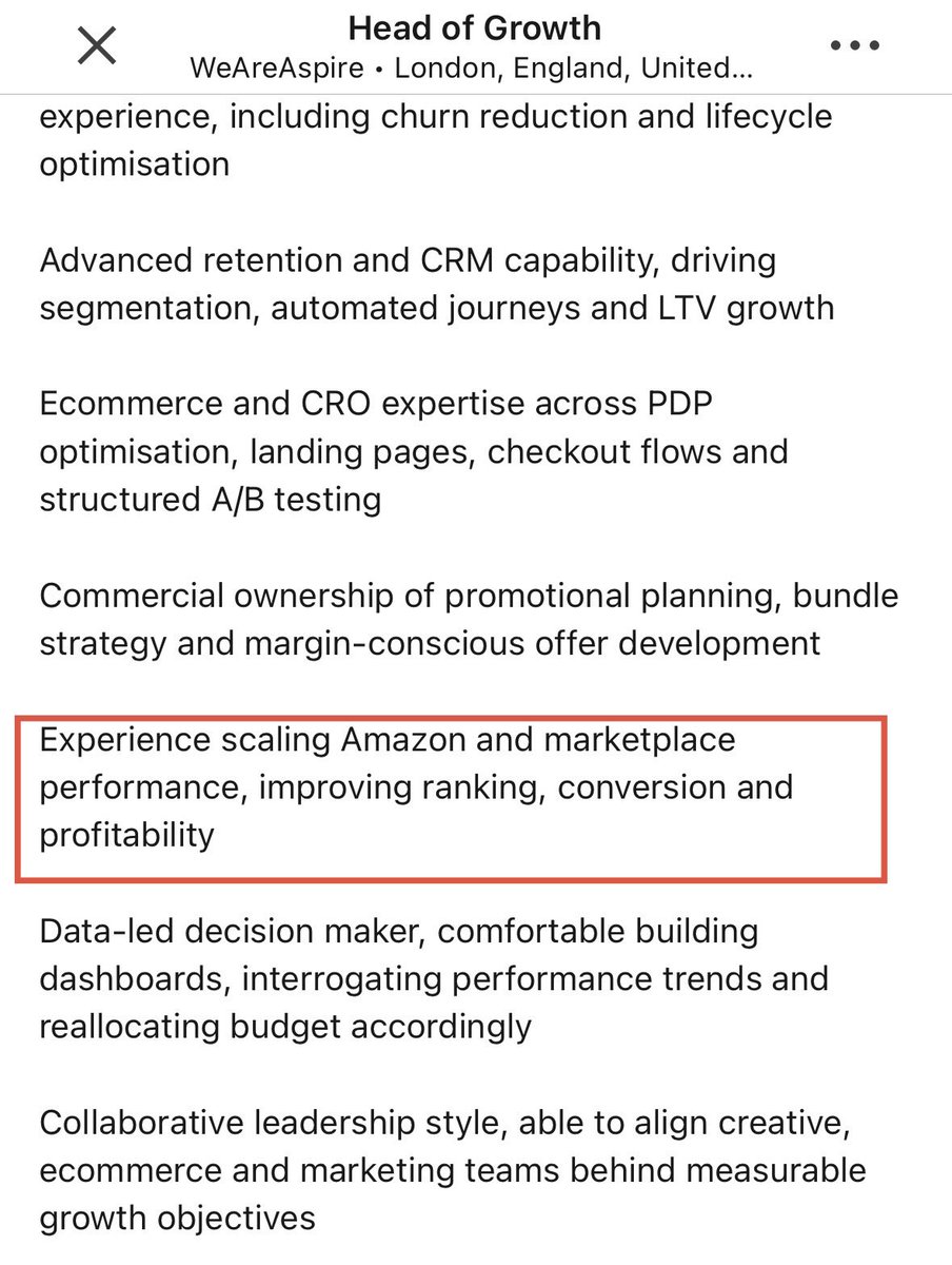 DanielHughes5's tweet photo. Head of growth - good luck scaling demand capture: Amazon marketplace. Some of these head of growth requirements are hilarious. @TaylorHoliday have a word. https://t.co/YgnQVPAdIP