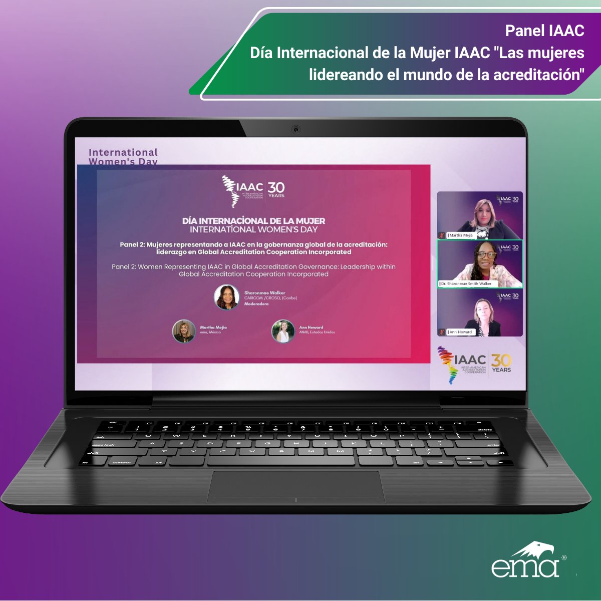 ema_ac's tweet photo. Nuestra directora general, Maribel López, y nuestra directora ejecutiva, Martha Mejía, participaron en el evento conmemorativo del Día Internacional de la Mujer, organizado por la Cooperación Interamericana de Acreditación (@IAAC_Official ).
Nuestra directora ejecutiva, Martha Mejía, participó como panelista en el espacio “Mujeres en la gobernanza global de la acreditación”, donde compartió reflexiones en su nuevo rol como Presidenta del Comité Técnico 1 de Global Accreditation Cooperation Incorporated, destacando la importancia de la cooperación internacional y la armonización de las prácticas de acreditación para fortalecer la confianza en los servicios de evaluación de la conformidad. 🌎
Por su parte, nuestra directora general, Maribel López, fungió como moderadora en el panel “Mujeres liderando el mundo de la acreditación”, guiando el diálogo e impulsando el intercambio de experiencias entre especialistas de la región.
Agradecemos la invitación y a demás  es un orgullo pertenecer a estos espacios que fortalecen el diálogo y la participación de las mujeres en la acreditación. ✨