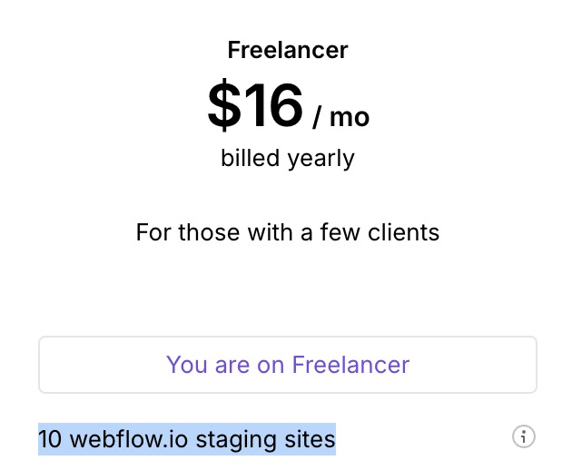 PeterHulce's tweet photo. @leinwand As a longtime paying customer and @webflow Premium Partner, I would sure like to be able to have more than 10 staging sites at a time. 🙏🏼 Even 15 or 20 would be great. It's so easy to bump into the 10 limit...

I don't need the Agency plan since it's just me. https://t.co/YfxAYBwx9H
