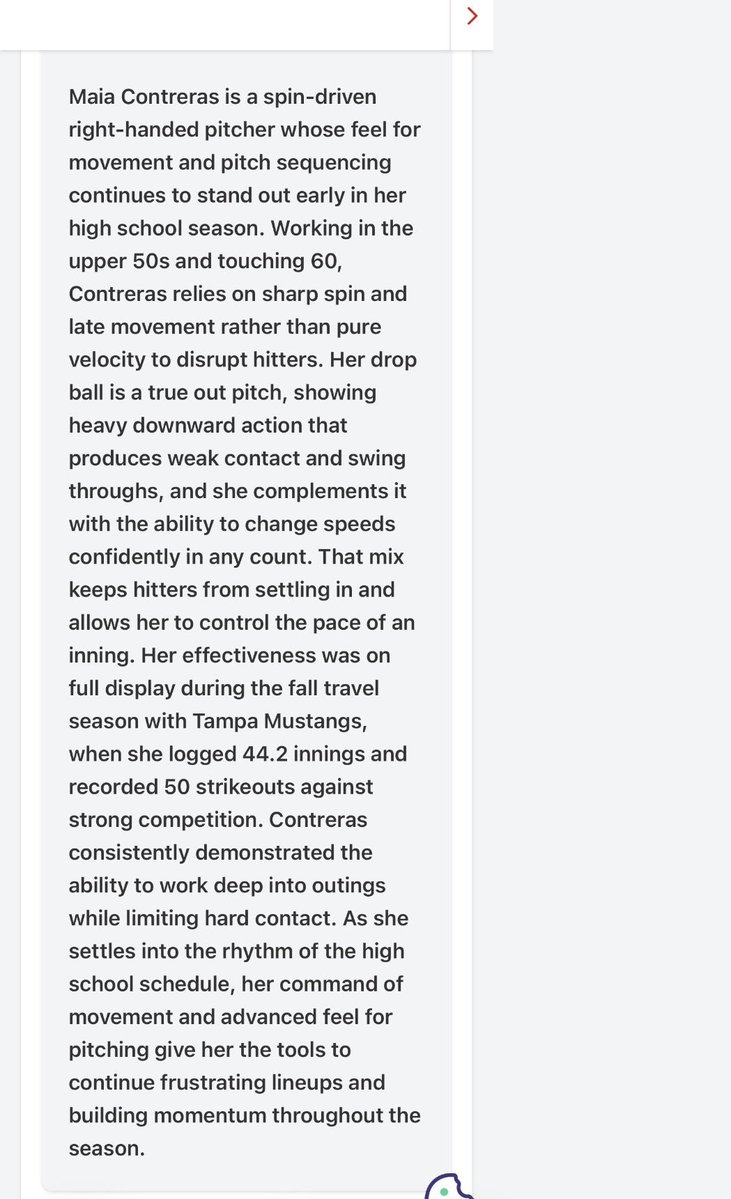 Maia Contreras 2027 RHP UNCOMMITTED tweet media