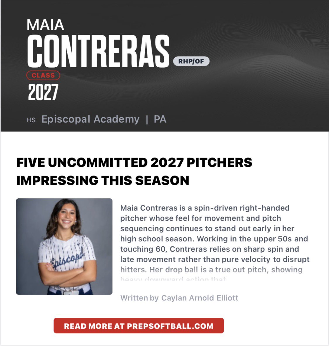 Maia Contreras 2027 RHP UNCOMMITTED tweet media