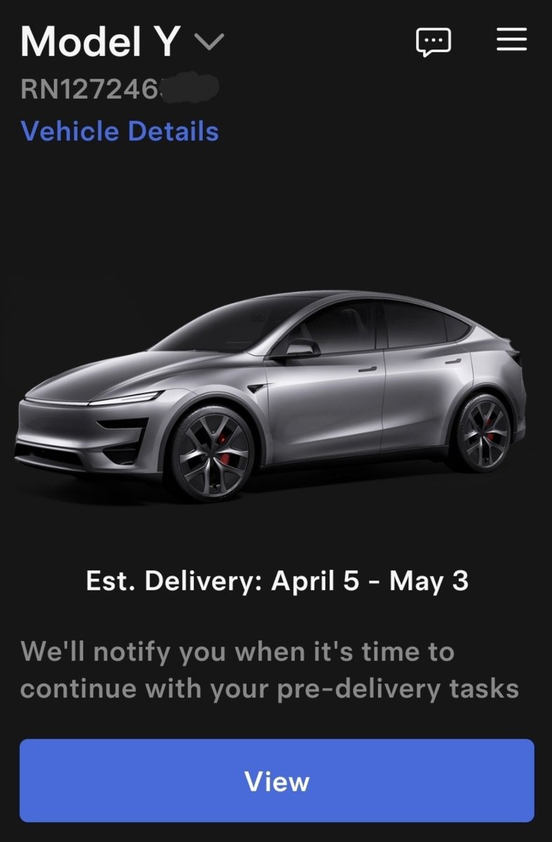 azjetmek's tweet photo. Hey @elonmusk and @Tesla, is this true? We ordered our new Model Y Performance to secure FSD transfer, but the delivery date changed this morning from March 19-31, to April 5th to May 3rd. Are we good for the FSD tranfer? Only replacing current '23MYP to transfer FSD. PLEASE help https://t.co/R4G99Mar13