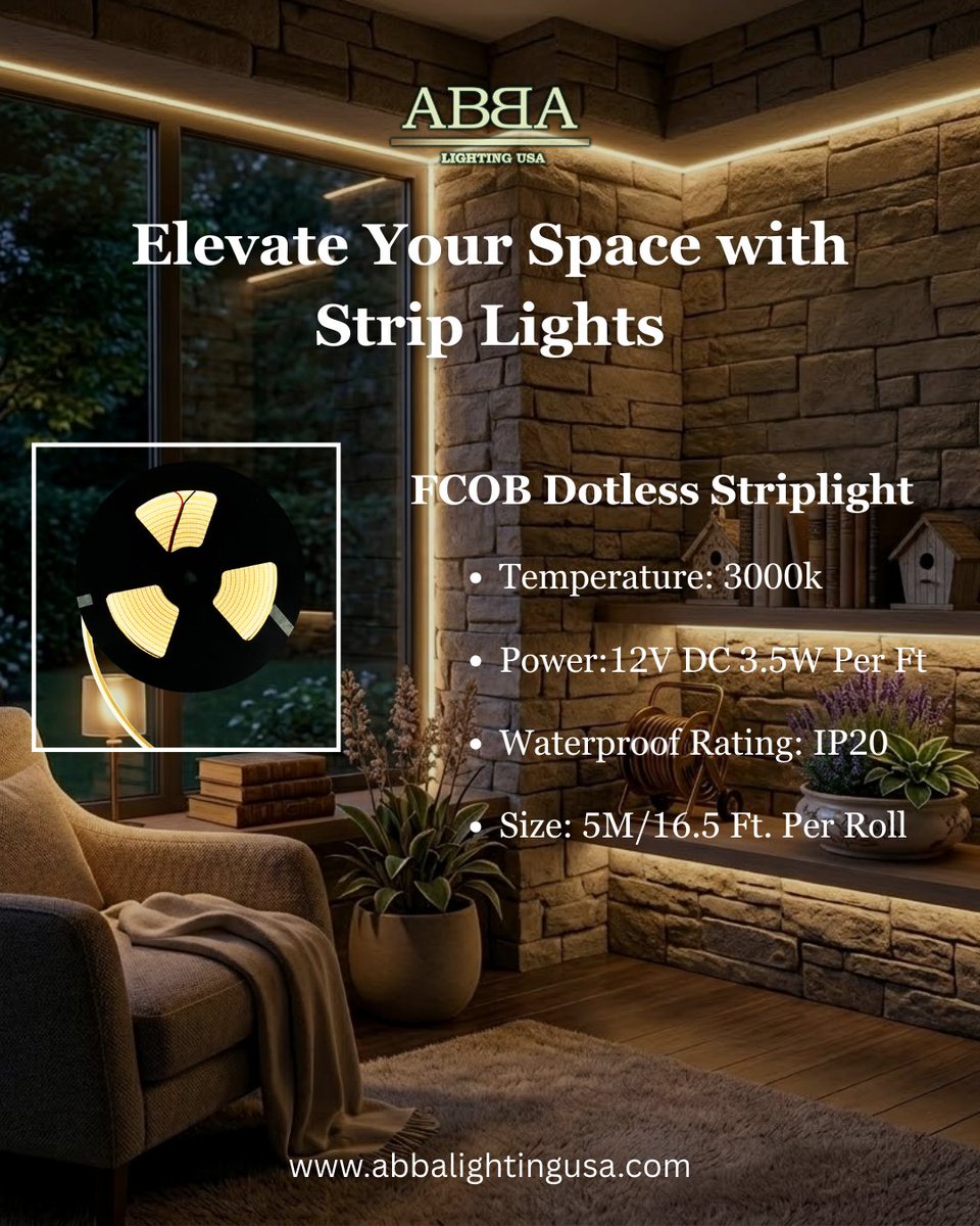 ABBALightingUSA's tweet image. From factory floor to your front door, we manufacture the gold standard in lighting. Experience the seamless, dotless glow of our professional-grade FCOB strip lights. 💡
#ABBALighting #LightingManufacturer #LEDInnovation #QualityLighting #COBStripLights #LightingDesign