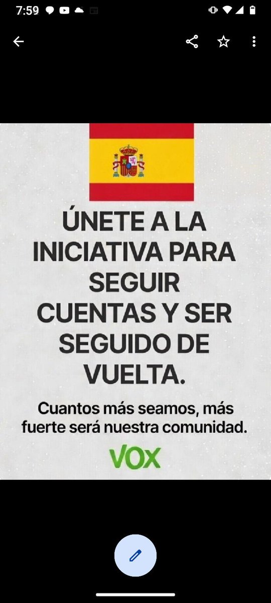 Unámonos!!!! Tenemos que estar más unidos que NUNCA!!! VAMOS VOXEROS!! #SiguemeYTeSigoVox #VOXEROS #VoxerosUnidos💚 #SentidoComún #SoloQuedaVox #VoxExtremaNecesidad <a href="/vox_es/">VOX 🇪🇸</a>
