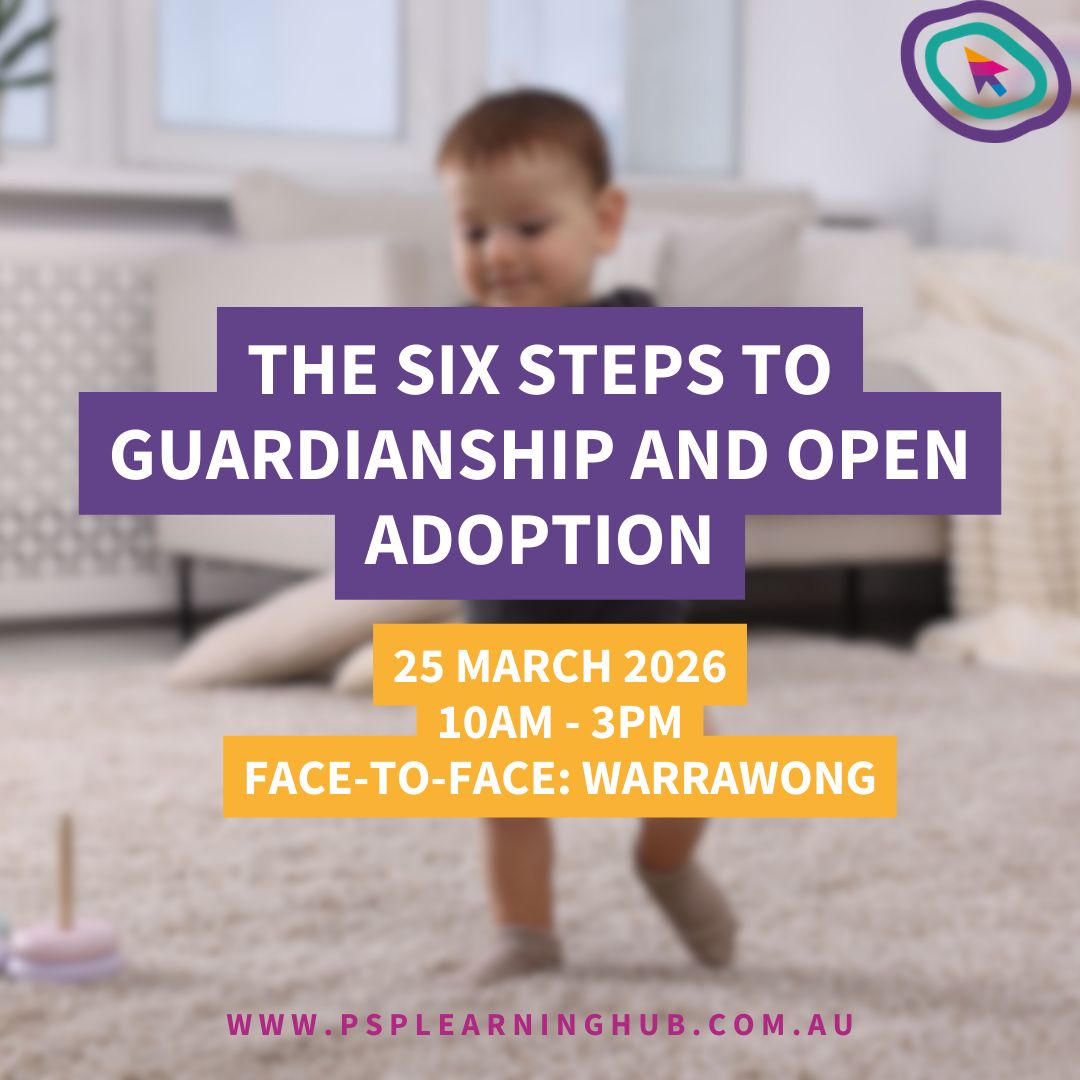 PSPHub's tweet photo. It's not too late to enrol in our face-to-face training, The Six Steps to Guardianship and Open Adoption. Co-facilitated by DCJ, we'll discuss the role of parallel planning and what to consider when it comes to guardianship and open adoption. See you there https://t.co/BHcCyw5ICS https://t.co/1PGi8saAOe