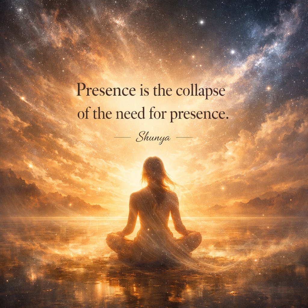 Presence is the collapse of the need for presence.