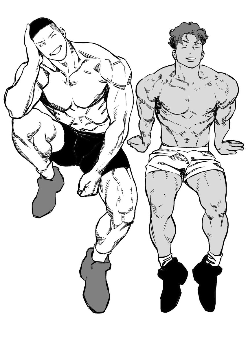 沢とリョ　再掲　筋肉描きたかっただけのやつ