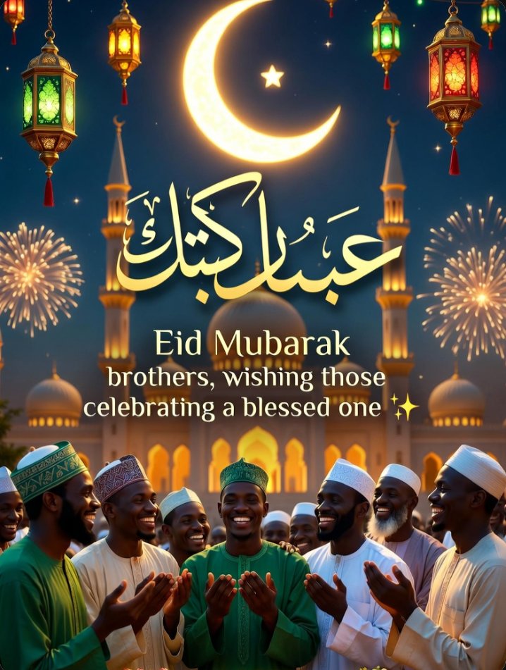 Eid al-Fitr brothers!
May this blessed day bring you, your family and everyone celebrating endless joy 🛐🤲

Peace, good health and barakah in abundance.
Enjoy the feasts and the vibes 🙌

Sending love from here! ♥️💚💙
#Muchloves