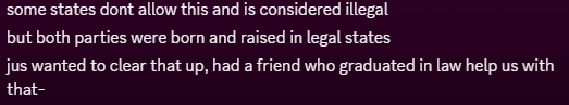 luminariadream's tweet photo. @FXX1K1EVO @DriveWorldRBLX just gonna save typing time but lets get to the point. Both parties are in legal states (Texas + Florida) and as long as there are no se*ual involvement, its 100% FULLPROOF legal. All things yall are geeking out abt are ONLINE MESSAGES and are irrelevant to any Judge you speak to https://t.co/fR2HdTpHYz