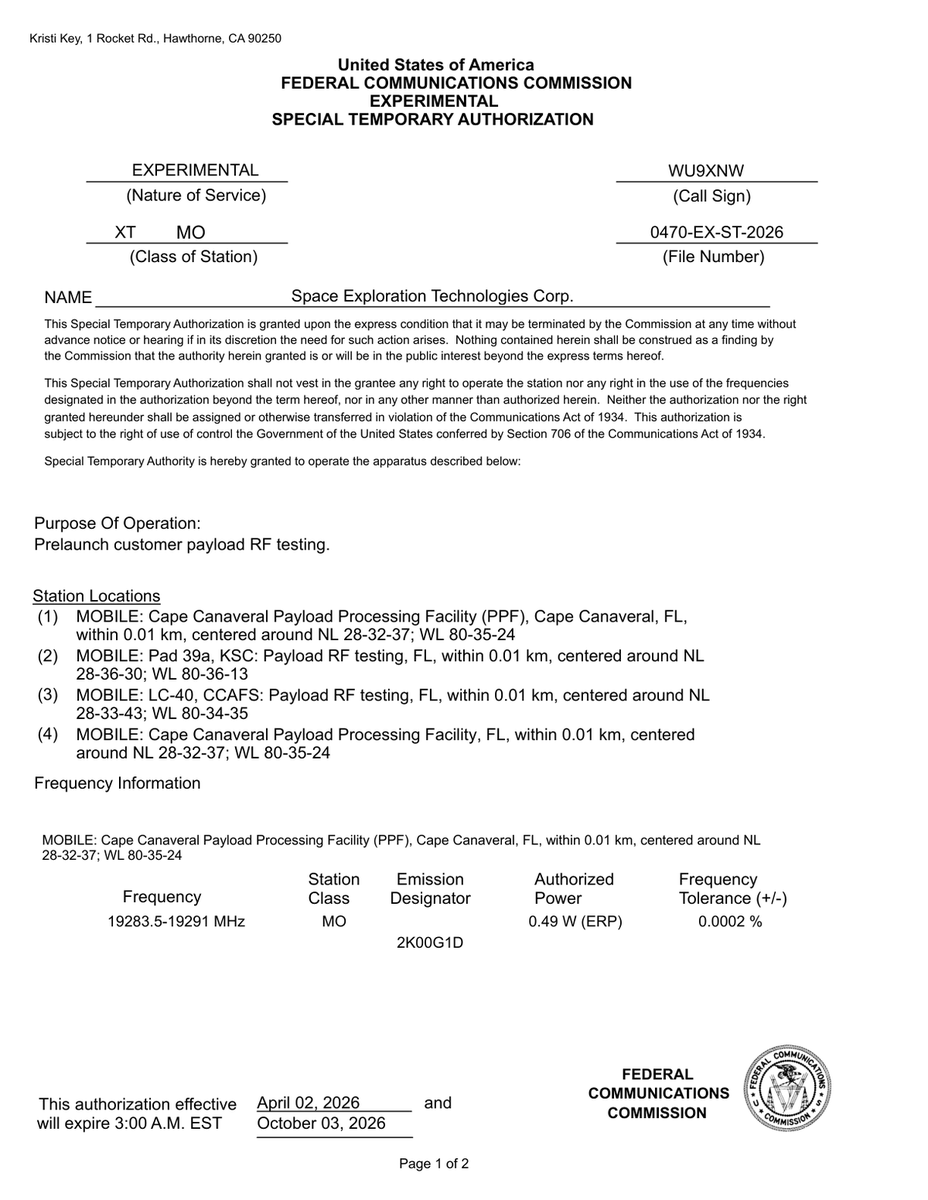 FCC Filing Alerts tweet media