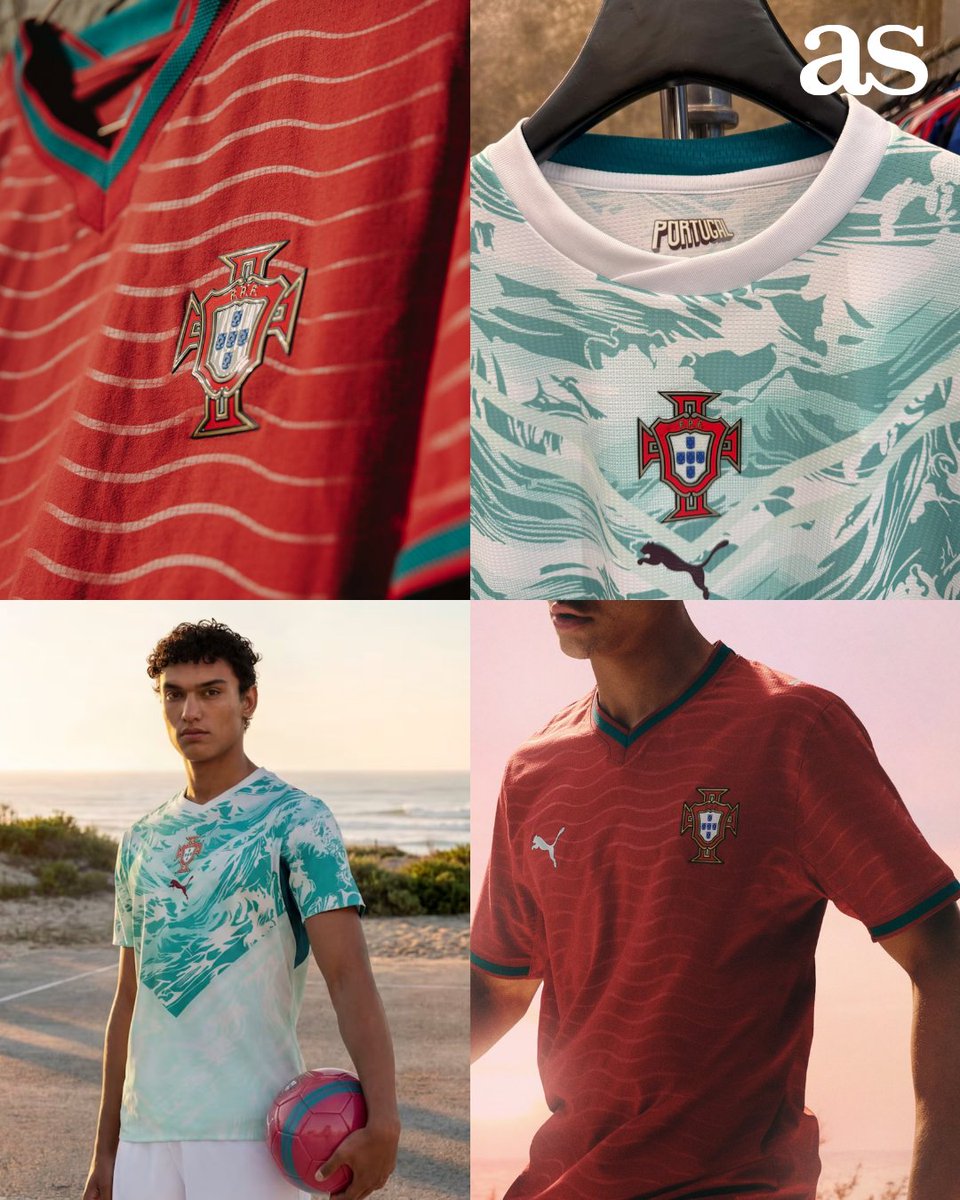 US_diarioas's tweet image. Con la fuerza del océano, Portugal presentó su nueva piel para el Mundial 2026 🇵🇹💪

¿Cuál es tu favorito, local o visitante? ⚽️😍

#Portugal | #Mundial2026 | #Jerseys | #Quaresma | #CristianoRonaldo