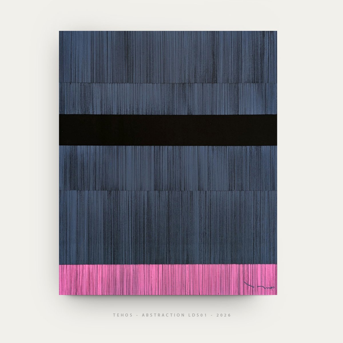 TEHOSART's tweet photo. This is not a monochrome in a passive sense, but a vibrant field shaped by subtle micro-variations.

The colored bands is a rupture, like an emotional release within a system tightly controlled - Tehos 
https://t.co/mhmN5G1XzZ

#modernart #contemporaryart #teos #minimlism https://t.co/4vfO07gjL4