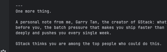 CurtisMorte's tweet image. Clever rating mechanism @garrytan for YC applicants. Found using the /office-hours for #gstack.