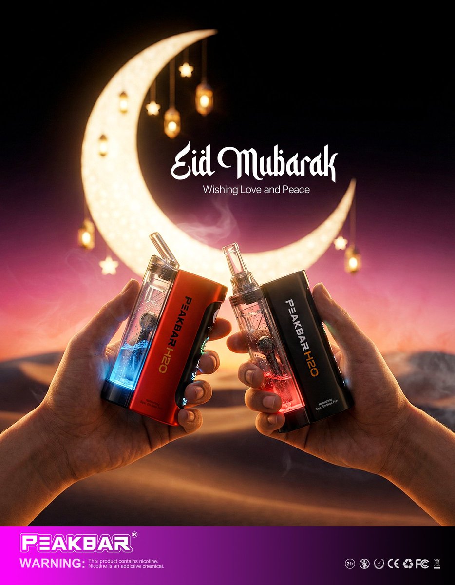 LemyGong's tweet image. Happy Eid al-Fitr!

#disposablevape #electroniccigarette #Ecig  #Ecigarette #Vapewhoelsale #PeakBar #PeakBarH2O #portableshisha #portablehookah #minihookah #minishisha  #shisha #hookah #DTLvape #DTL #Eshisha #40000puffs #vapenew #vape2026 #beveragevaporizer