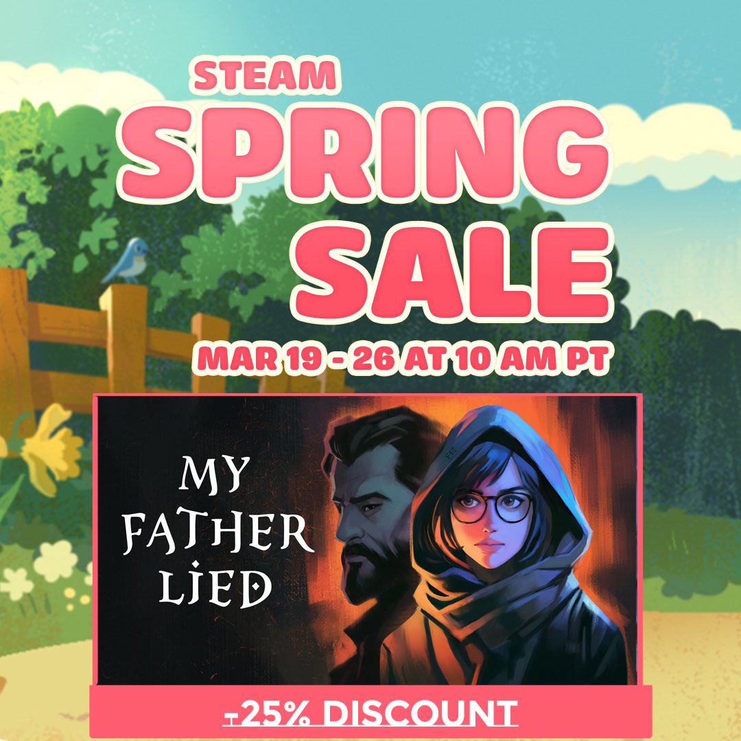 LunarGamesUruk's tweet image. THE SALE IS ON!!! 📣

To earn the truth, you have to solve the mystery 🕵️

Get My Father Lied at a special price, and solve the mystery that haunted Huda for 20 years. 

store.steampowered.com/app/2488850/MY…

#indiegame #springsale #steamsale