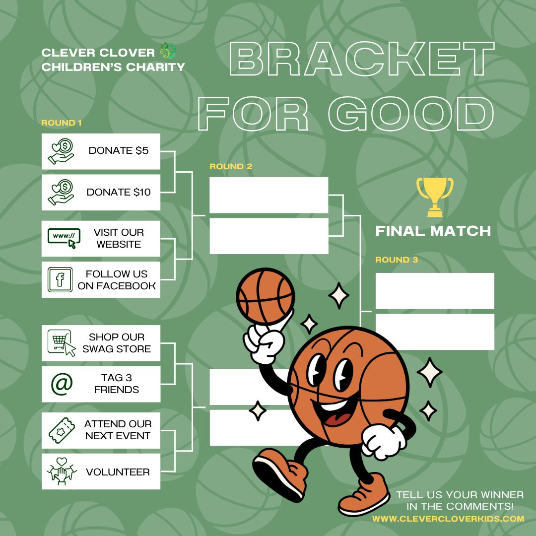 clevercloverNFP's tweet photo. 🏀🍀 Bracket Week is here—and March Madness starts TODAY! 🍀🏀

Try our Clever Clover Bracket for Good—simple ways to support families.

https://t.co/Qy8UrYgVQm

#MarchMadness #BracketWeek #CleverClover https://t.co/g5pASaSIqG