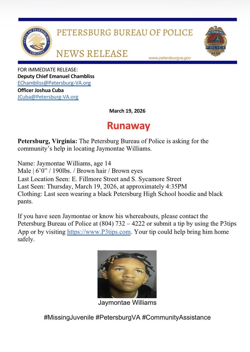 Petersburg Police tweet media