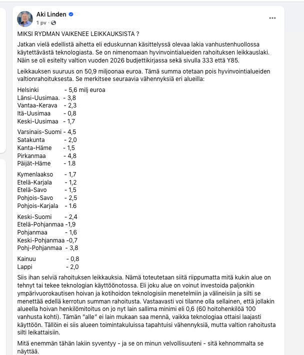 KorhonenMla's tweet photo. #Rydman #teknologia #vanhuus #muistisairaat #hoito
#ympärivuorokautinen #valtionrahoitus #leikkuri #sakset #hyvinvointialueet #Keusote #persut #ministeri #sote https://t.co/vyxgzAWXAd