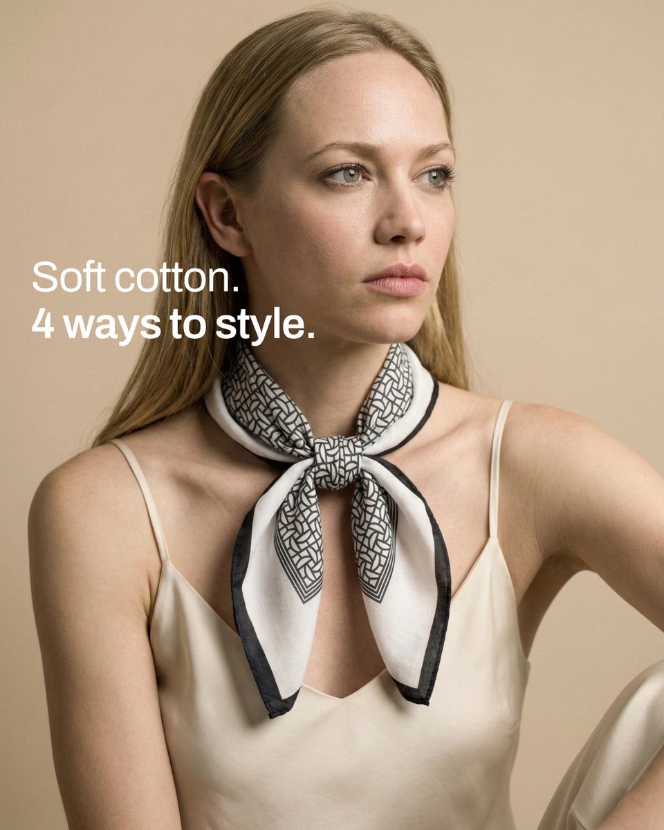 GreyExim's tweet image. Defined by detail.

A quiet interplay of black and white —
structured lines softened by breathable cotton.

Styled your way,
from tailored moments to everyday ease.

One piece. Multiple expressions.

#GreyExim #CottonScarf #CottonBandana #ScarfStyling #MinimalBandana #UnisexScarf