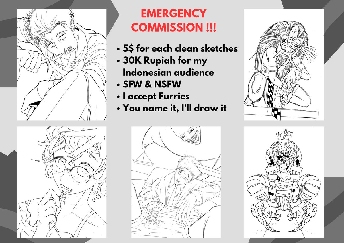 Artopher_'s tweet photo. Emergency Commission !!! 

I'm in need of college allowance 🥲

5 slots are available and there are no restrictions so be wild as you want 😏

Feel free to DM me if you’re interested, I love you all 💌 🫰

#CommissionOpen https://t.co/8OiP5JIiXn