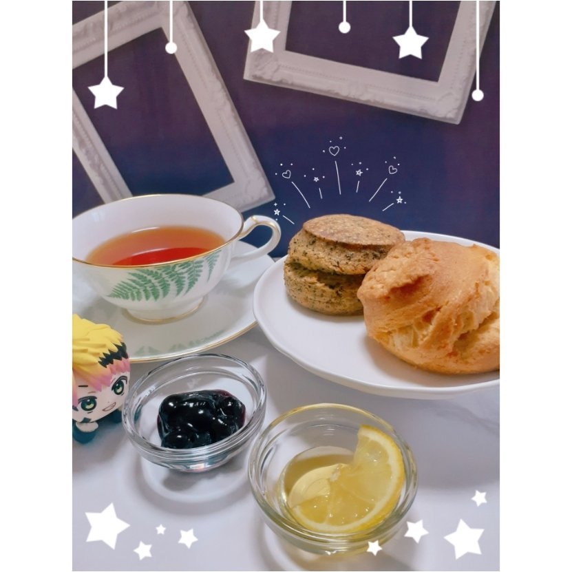O616Na's tweet photo. とんでもなくスコーンが食べたくなって昨日仕事帰りに買ってきたから優雅にティータイムの朝です🌷 https://t.co/xbDN1WmHDS