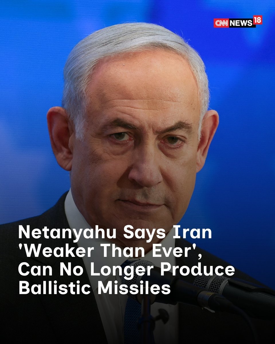CNNnews18's tweet image. Netanyahu Says Iran 'Weaker Than Ever', Can No Longer Enrich Uranium Or Produce Ballistic Missiles

#BenjaminNetanyahu #Iran #Israel 

news18.com/world/netanyah…