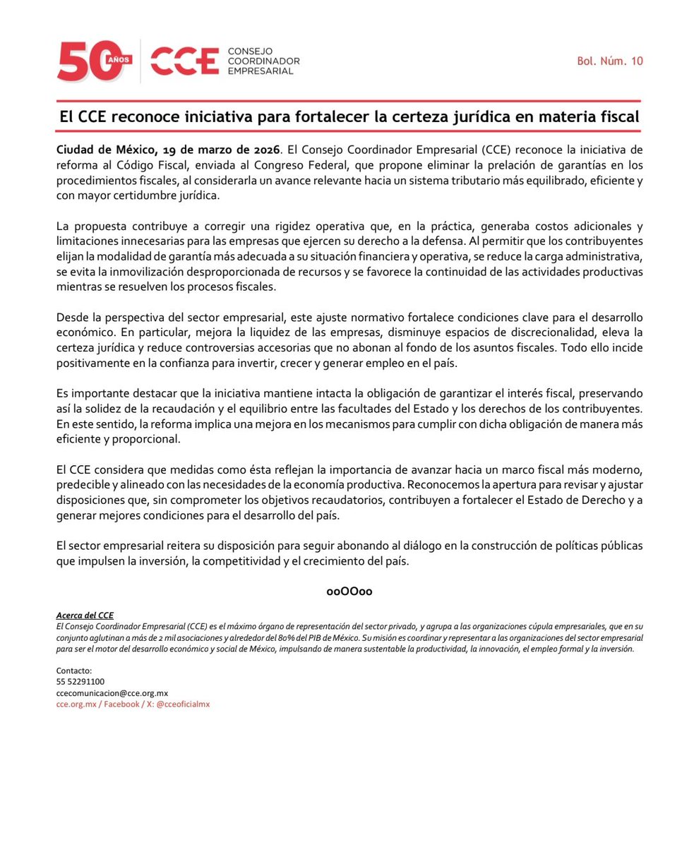 Consejo Coordinador Empresarial CCE tweet media