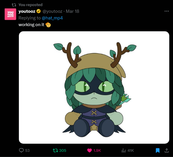 hat-tress wizard (huntress wizard youtooz plushie) tweet media