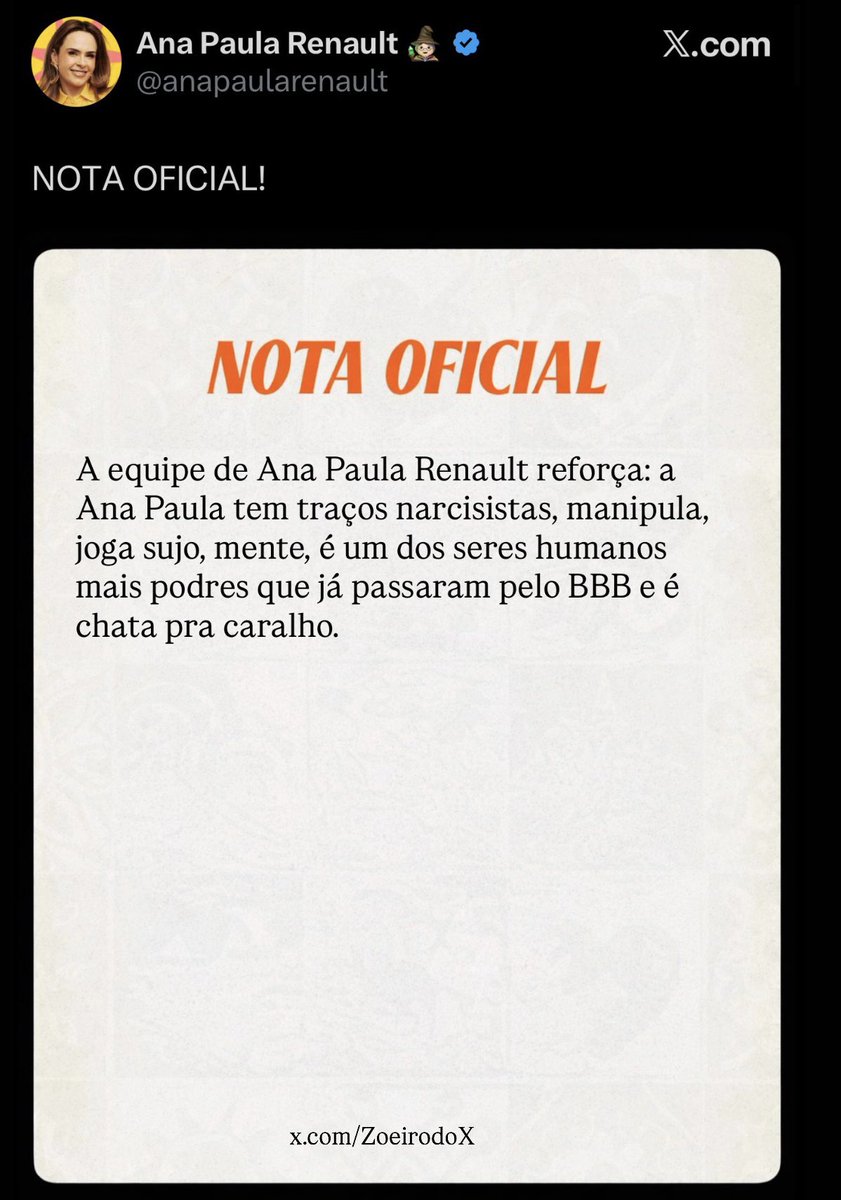 ZoeirodoX's tweet photo. @anapaularenault Um seguidor me mandou na DM mas não vou postar na minha página principal. Achei um absurdo! #BBB26 #RedeBBB https://t.co/QoArNWU3ph