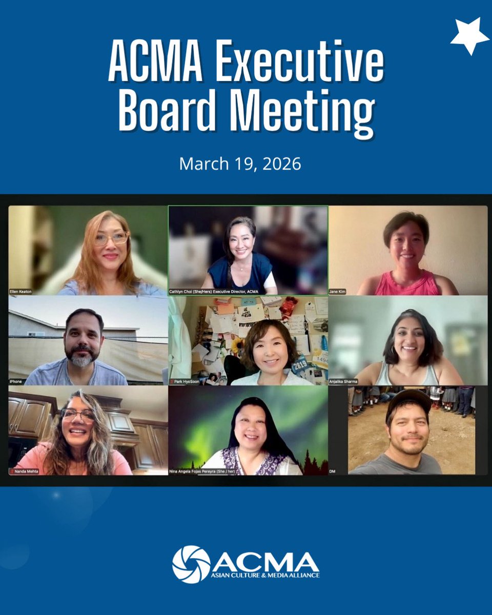acmasocal's tweet photo. The ACMA Executive Board held its second meeting of the year via Zoom, aligning on 2026 goals, youth media arts programs, the Asian Pacific Cultural Festival, and new initiatives to empower communities.

#ACMASoCal #YouthVoices #MediaArts #AAPICommunity https://t.co/091ryjdeYa