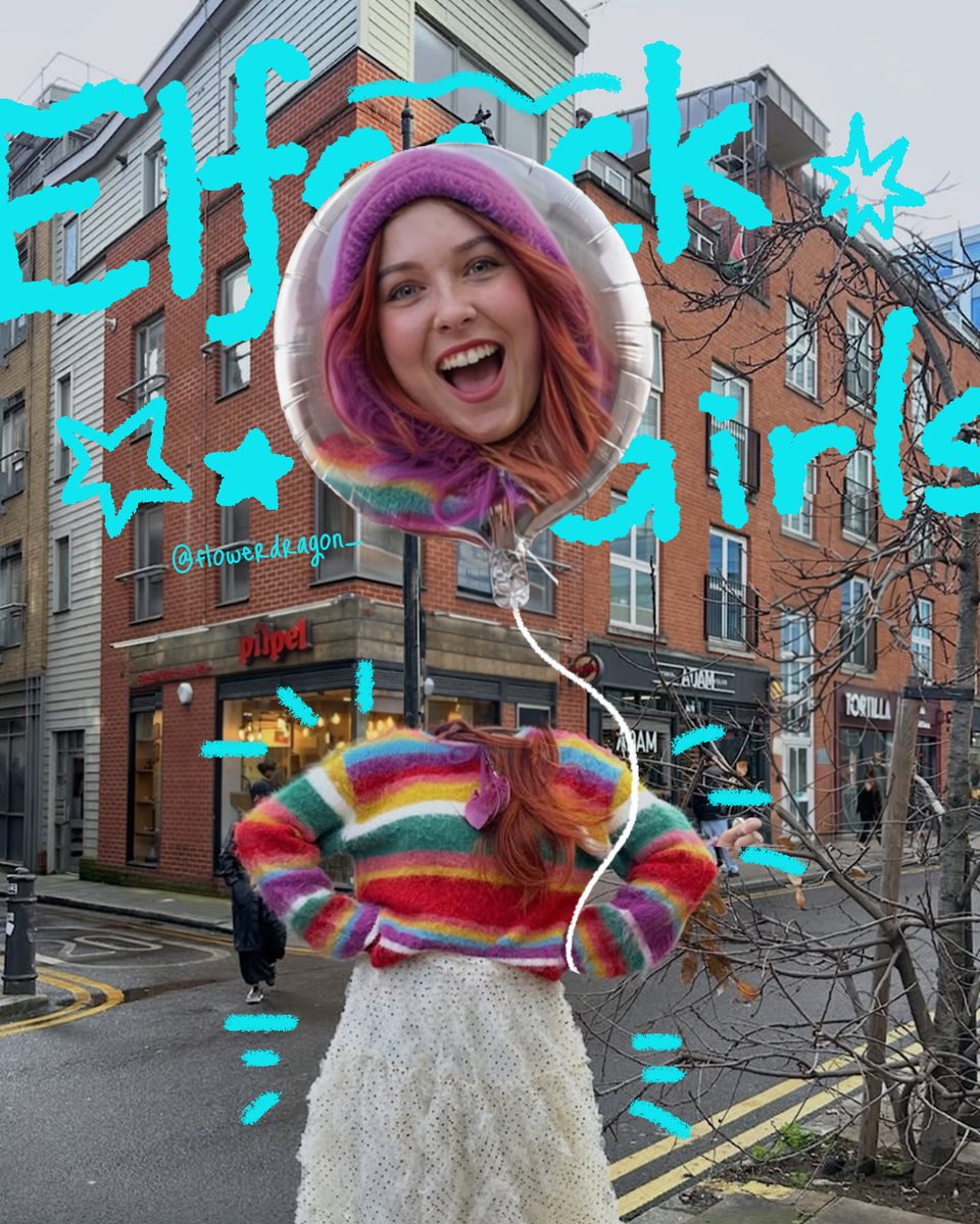 elfsackofficial's tweet image. The Power of NO to "Keeping Your Head on Straight"🎈

@flowerdragon_ is wearing rainbows and polka dots, so obviously, gravity doesn't apply to her.
This is your reminder to detach from the boring world today.
Float on, dreamers.🌈

#elfsack #elfsackgirl #ThePowerOfNo