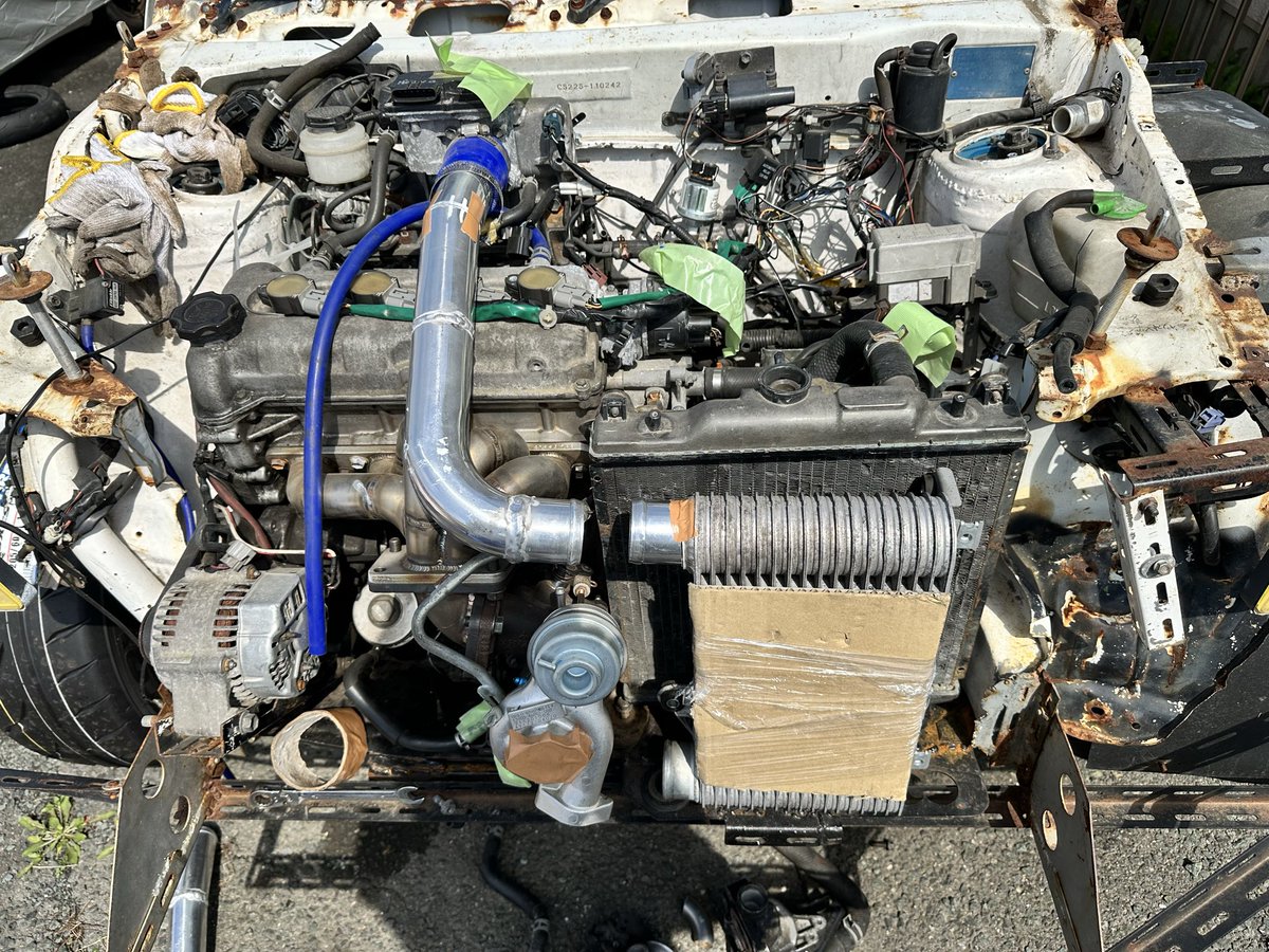 Mikchey7's tweet image. インタークーラー配管、良い感じになってきた
#alto #アルトワイド #アルトワークス #インタークーラー #アルミ