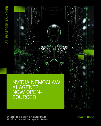 thevigneshk's tweet photo. NVIDIA just solved the biggest problem with AI agents: trust.  They launched NemoClaw at GTC  
An open source platform that makes AI agents actually safe for enterprise use.  Here's why this matters for everyone building with AI: https://t.co/MktLJNpCID
