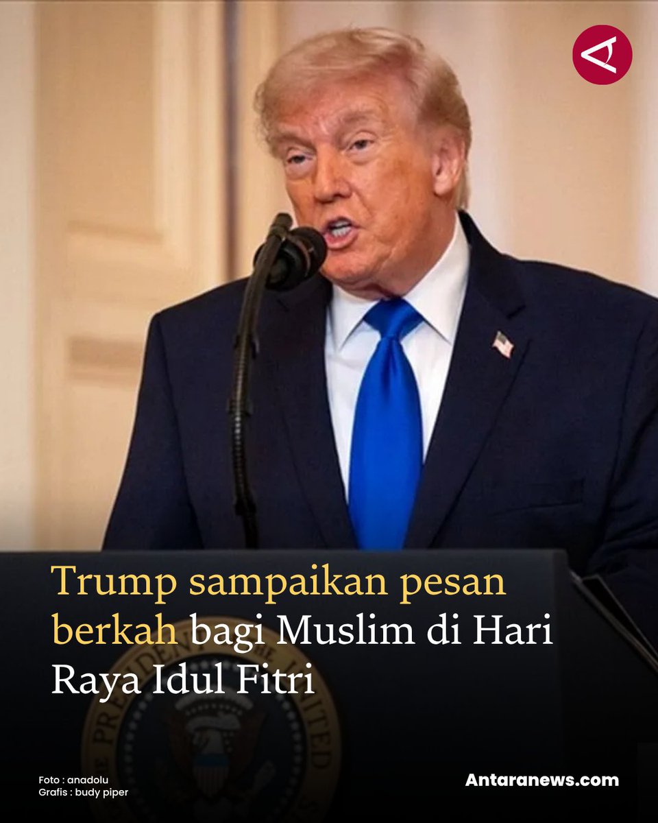 antaranews's tweet photo. "Saya dan Ibu Negara menyampaikan ucapan selamat terbaik kami kepada setiap warga Amerika yang merayakan Idul Fitri," kata Donald Trump
#trump #idulfitri #pesan #berkah
Baca selengkapnya
https://t.co/TbYWO0ZqBM https://t.co/QjjNvLiEJz