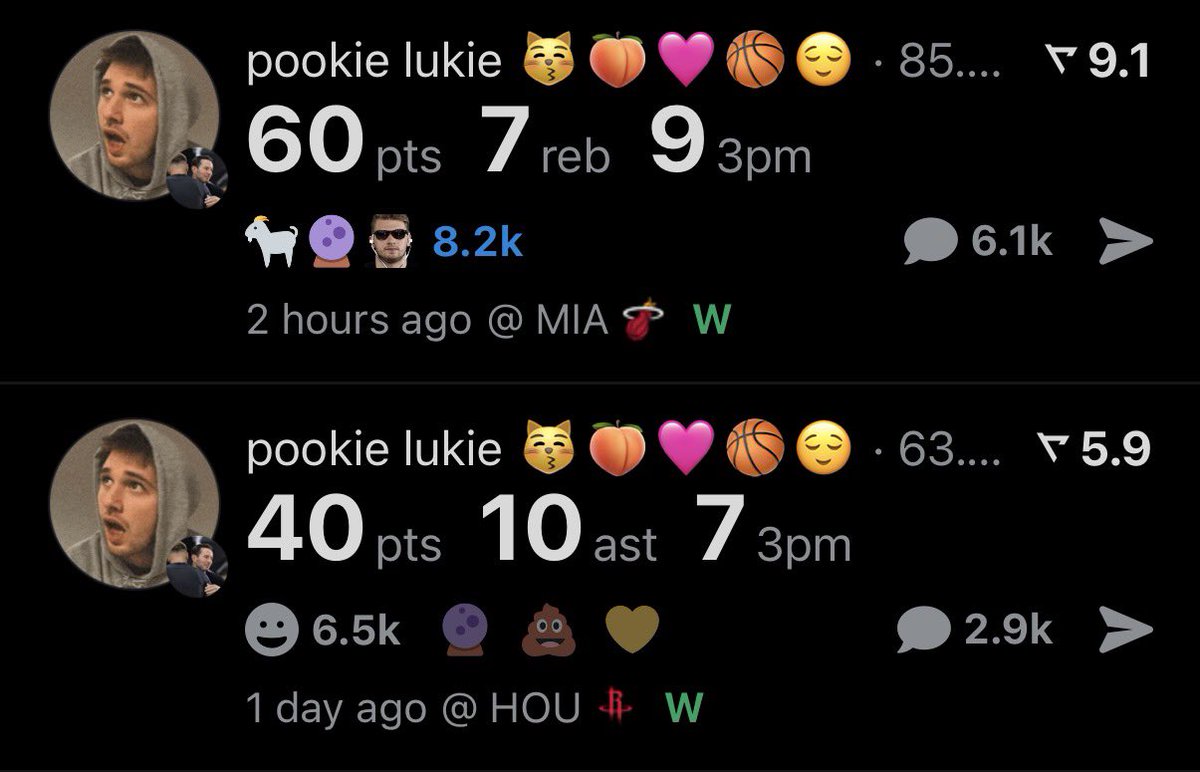 luka scoring 60 on a back to back. they got to the hotel at 5am. 

18/30 FG 

“he played like an MVP tonight”