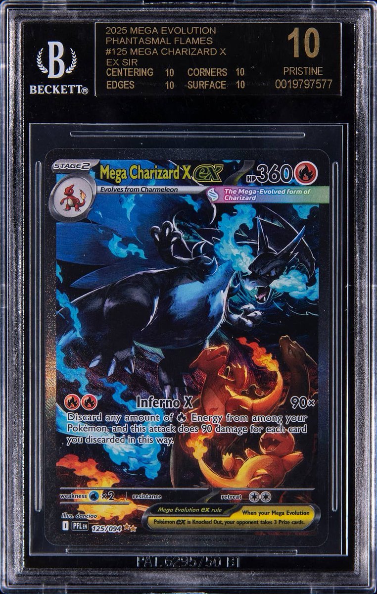 A modern Black Label Charizard went NUCLEAR 🔥

This 2025 Mega Evolution Phantasmal Flames Mega Charizard X ex SIR (BGS Black Label 10) recently sold for $52,800 🤯

Modern Pokémon continues to prove it can hang with the biggest cards in the hobby — especially when condition